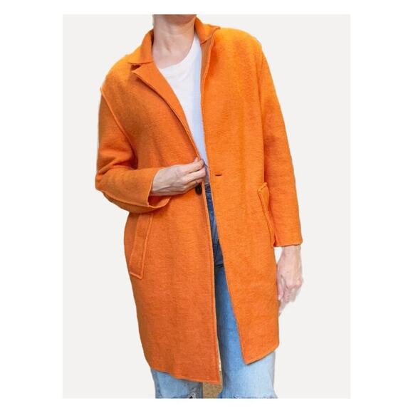 Zara Wool Blend Cocoon Coat Orange Small - Picture 11 of 11
